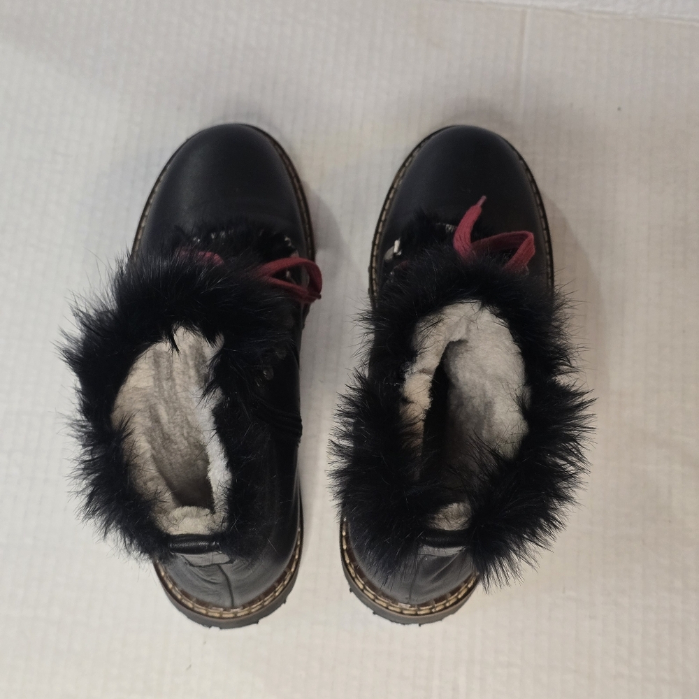 Ammann Splugen Lambsfur Boots Women's Size 38 Black Leather Fur Alpine - Picture 5 of 13